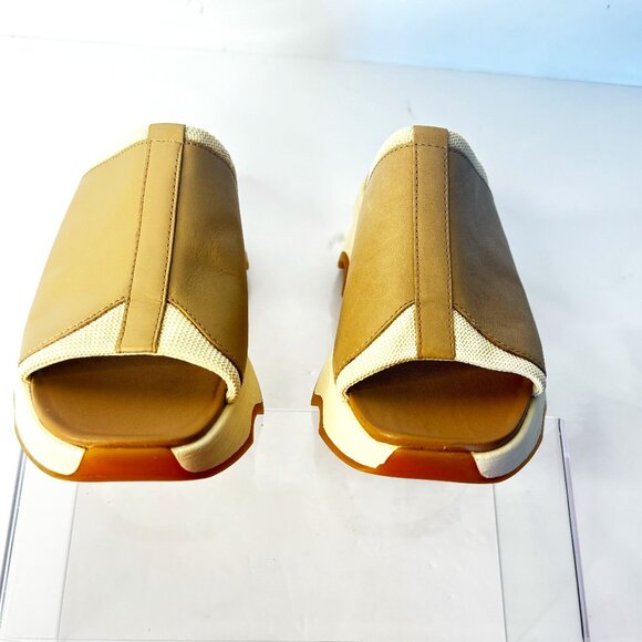 Sorel Kinetic Impact Sandals Women Sz 7.5 Tan Leather Slip on Slide - Picture 6 of 8